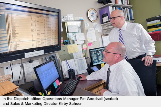Sales & Marketing Director Kirby Schoen and Operations Manager Pat Goodsell In the Dispatch office